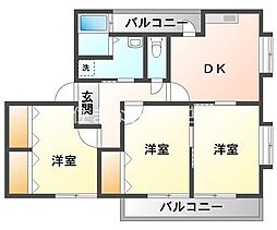 ロックハウス2 3DKの間取図画像