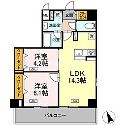 ヴィラトルチュ東刈谷 2LDKの間取図画像