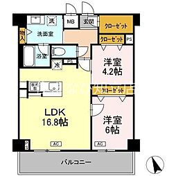 ヴィラトルチュ東刈谷 2LDKの間取図画像