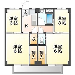 ビレッジハウス野田1号棟 4Kの間取図画像