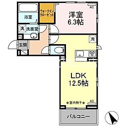 ヒュッゲ大山 1LDKの間取図画像