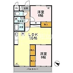 アイリス八橋 2LDKの間取図画像