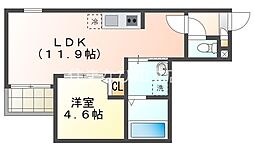 安城市住吉町6丁目アパート 1LDKの間取図画像