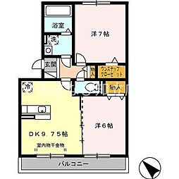 スタースレイプ 2DKの間取図画像