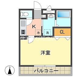 アンプルールリーブルチアフルA 1Kの間取図画像
