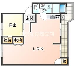グリーンハイツ毛賀知 1LDKの間取図画像