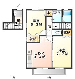 グリーンハットB 2LDKの間取図画像