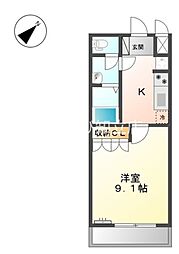 サニーステージ 1Kの間取図画像