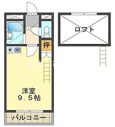 コーポイーストA 1Kの間取図画像