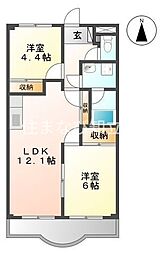 プロニティ・ハイムシミズ 2LDKの間取図画像