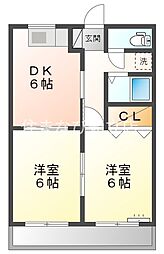 フレスコファースト 2DKの間取図画像