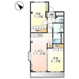 ハピネス久伝原 2LDKの間取図画像