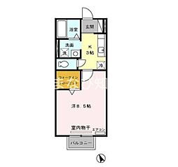 サンフラワー 1Kの間取図画像