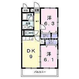 クレマチス 2LDKの間取図画像