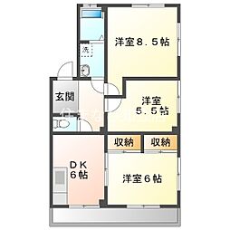 ファミリーマンション住吉 3DKの間取図画像
