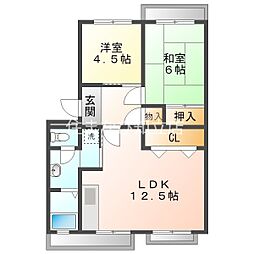 コーポ中根 2LDKの間取図画像