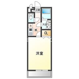 アンプルールブワエトワル 1Kの間取図画像