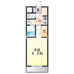 A・City弁天 1Kの間取図画像