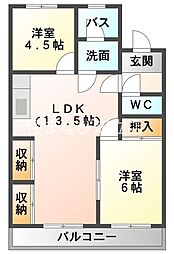 マンション高倉 2LDKの間取図画像
