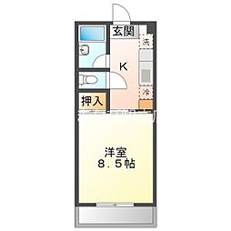 パレス峰2 1Kの間取図画像