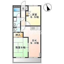 レジデンスパークサイド 2DKの間取図画像