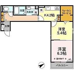 コンフォートエイト 2Kの間取図画像