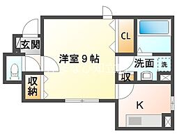 リーブルパピリオン浜富 1Kの間取図画像
