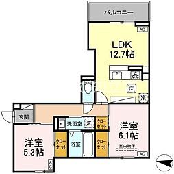 カーサ・ファミリア 2LDKの間取図画像