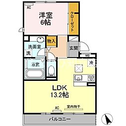 シエルブルー 1LDKの間取図画像