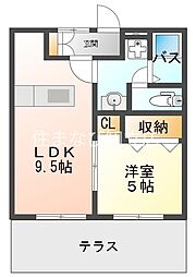 ハイツ若竹 1LDKの間取図画像
