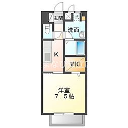 リバーサイド尼子田 1Kの間取図画像