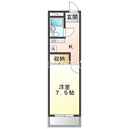 アップライゼ辻 1Kの間取図画像