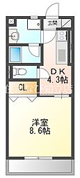 エクセル伊勢山II 1階1DKの間取り