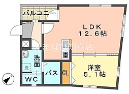 クリスタルテラス 2階1LDKの間取り