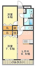 T.K Mansion 3階2LDKの間取り