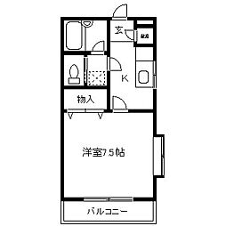 リベロ砂山 1Kの間取図画像