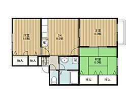 ロイヤルコート藤A 3DKの間取図画像