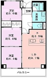 パークヒルズ女池上山 3LDKの間取図画像