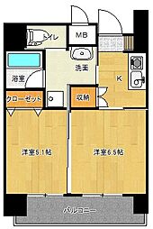 ヒルズ乃木坂 1LDKの間取図画像