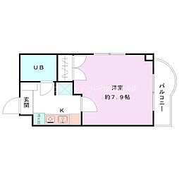 シャトー上大川前 1Kの間取図画像