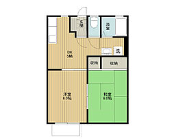 パストラール近江C棟 2DKの間取図画像
