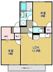 パークタウン新和B 2LDKの間取図画像
