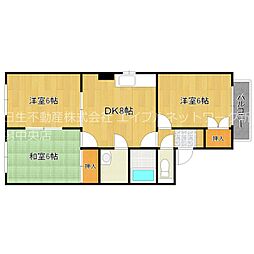 クレール上所5 3DKの間取図画像