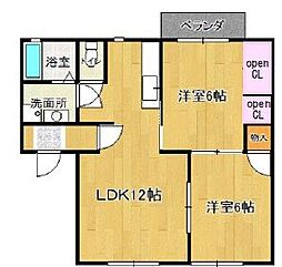 メンバーズタウン紫竹山A 2LDKの間取図画像