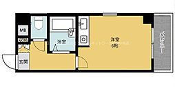 パレ・ドール日の出 ワンルームの間取図画像