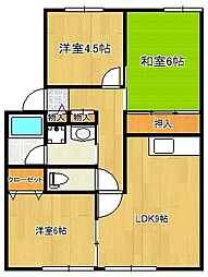 サンビレッジ・フェリシアB 3LDKの間取図画像