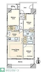 パークホームズ墨田菊川ステーションアリーナ 12階3LDKの間取り