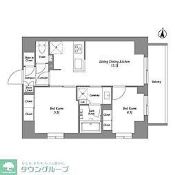 ウエリスアーバン住吉EAST 2LDKの間取図画像