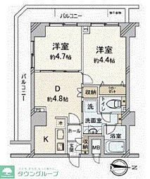 プラザ木場 2DKの間取図画像