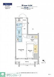プラウドフラット両国サウス 1LDKの間取図画像
